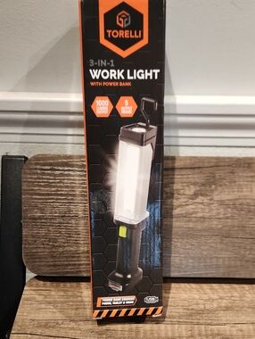 NWT Torelli Black 3-in-1 Work Light with Built-in Power Bank 1K Lumen